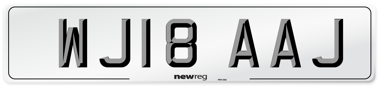 WJ18 AAJ Number Plate from New Reg